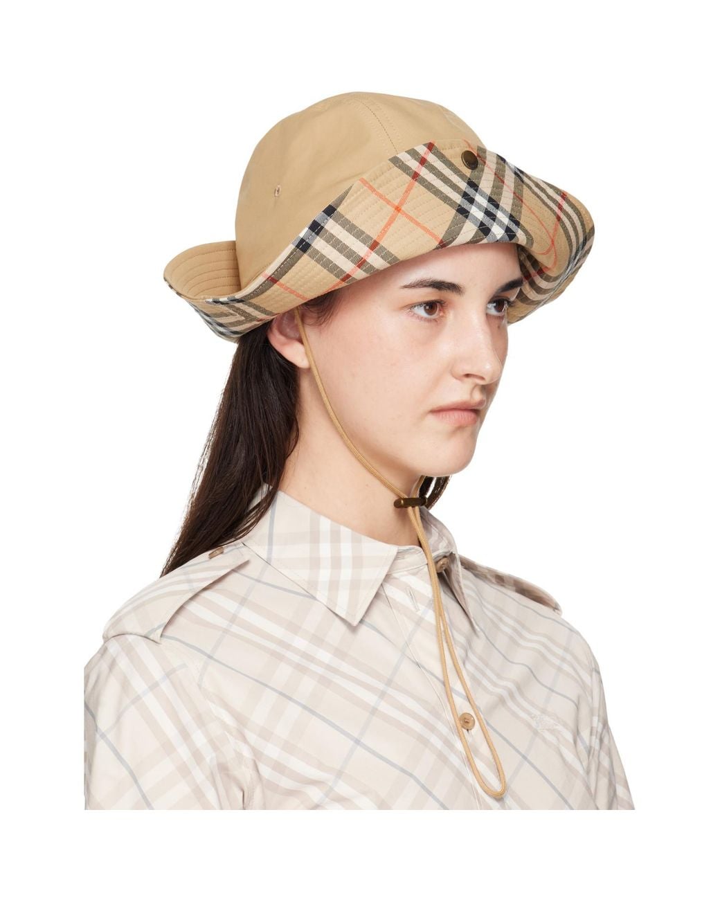 Burberry Natural Check Brim Gabardine Hat