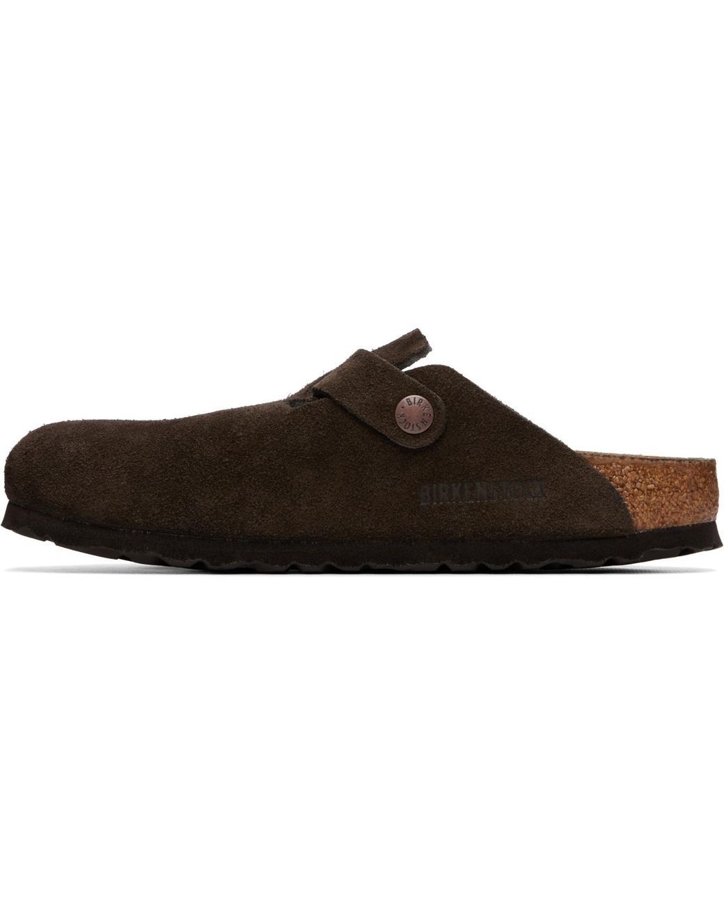 Birkenstock Brown Narrow Boston Soft Footbed Suede Leather Loafers
