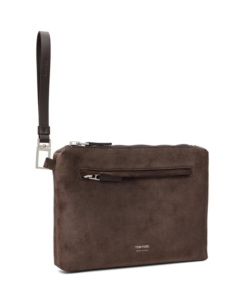 Tom Ford Brown Suede & Soft Leather Wristlet Pouch for men