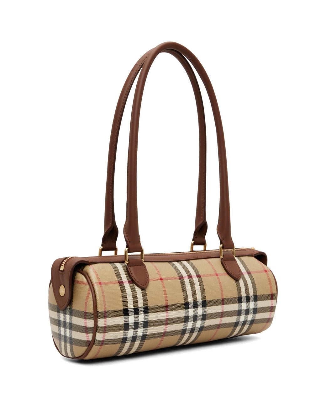 Burberry Brown Mini Check Barrel Bag
