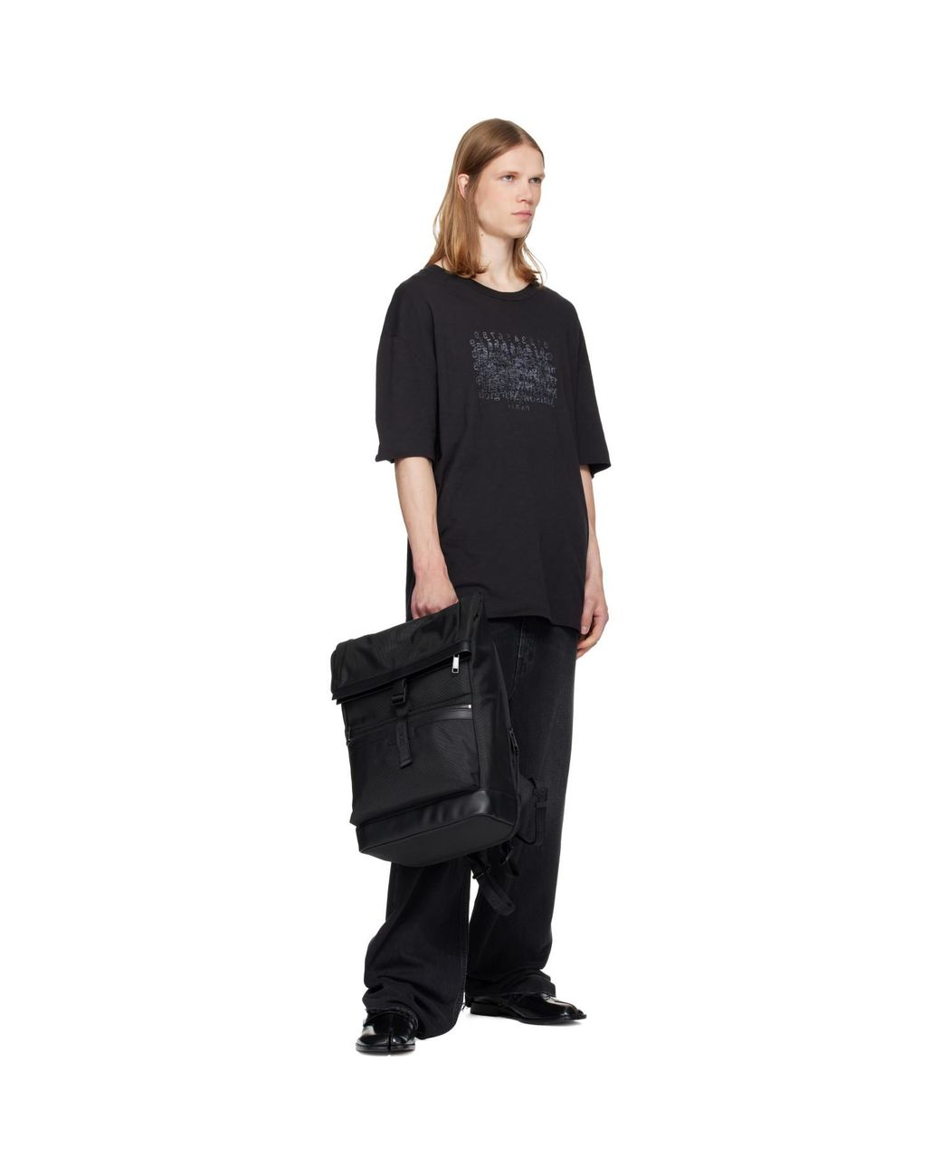Boss Black Canvas Flap Backpack for men