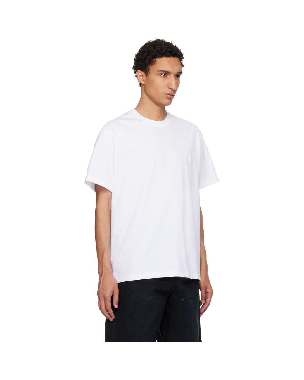 Wooyoungmi White Cotton Back Logo T-Shirt for men