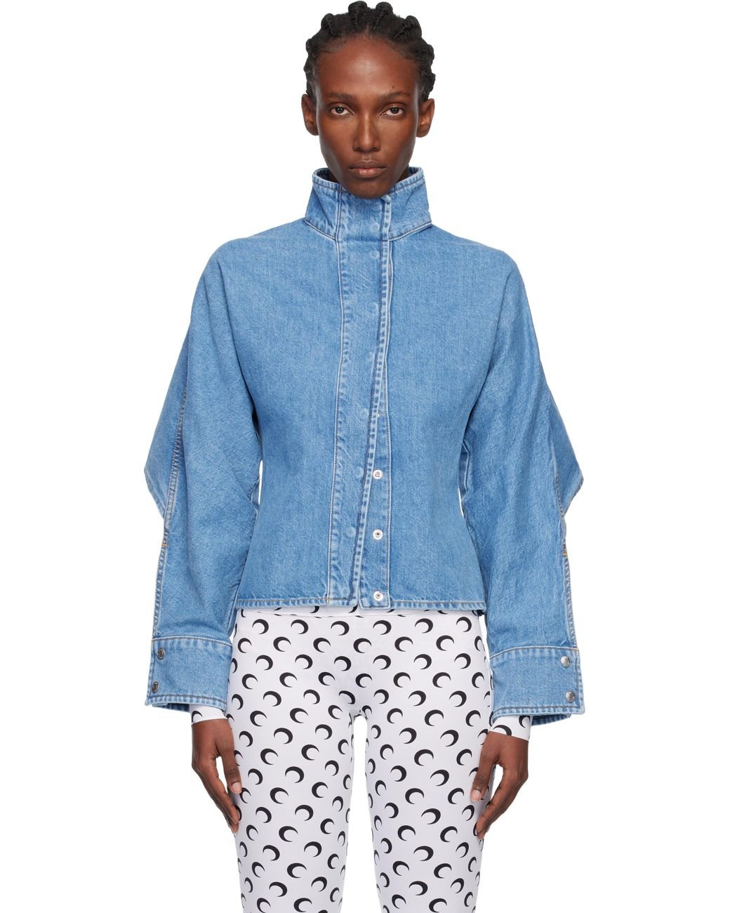 Marine Serre Moon Laser Wash Ls Denim Jacket in Blue | Lyst Canada