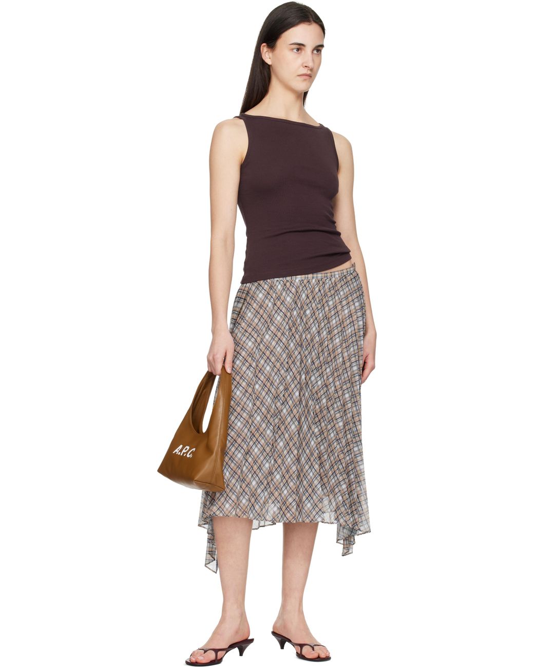 A.P.C. Brown Tan Baby Ninon Shoulder Bag