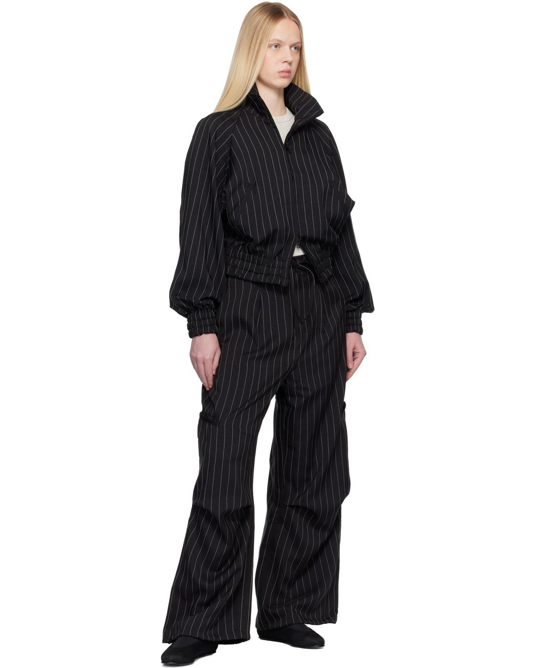 Y-3 Black Pinstripe Sport Uniform Blouson Jacket
