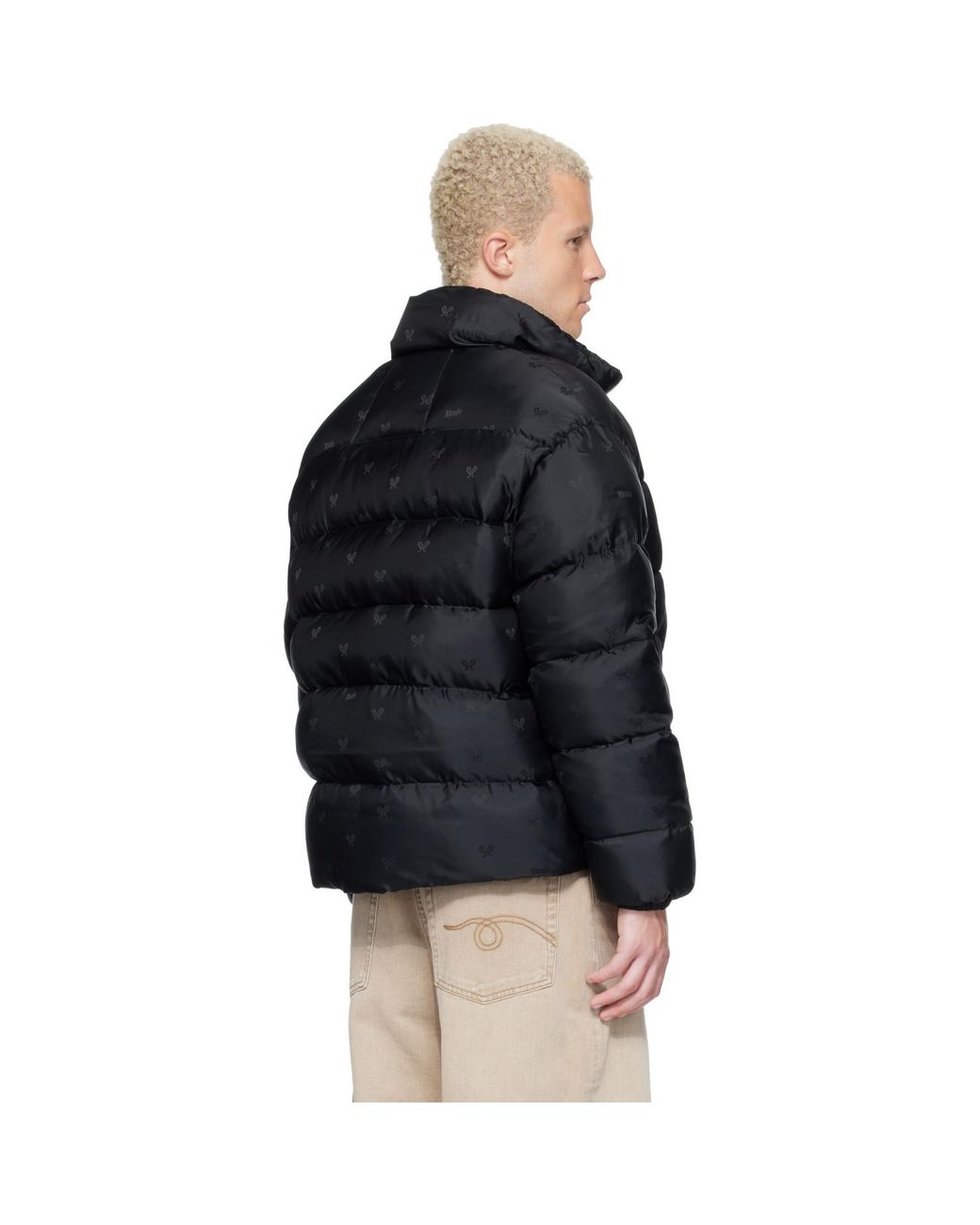 Rhude Black Paisley Jacquard Down Puffer Jacket for men