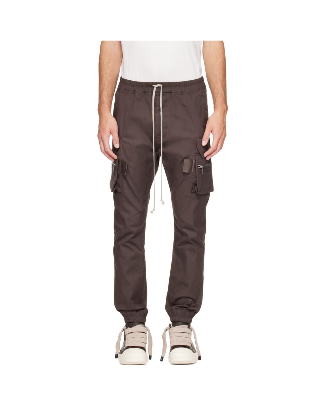 Rick Owens Gray Tower Heavy Cotton Poplin Mastodon Cargo Pants for men