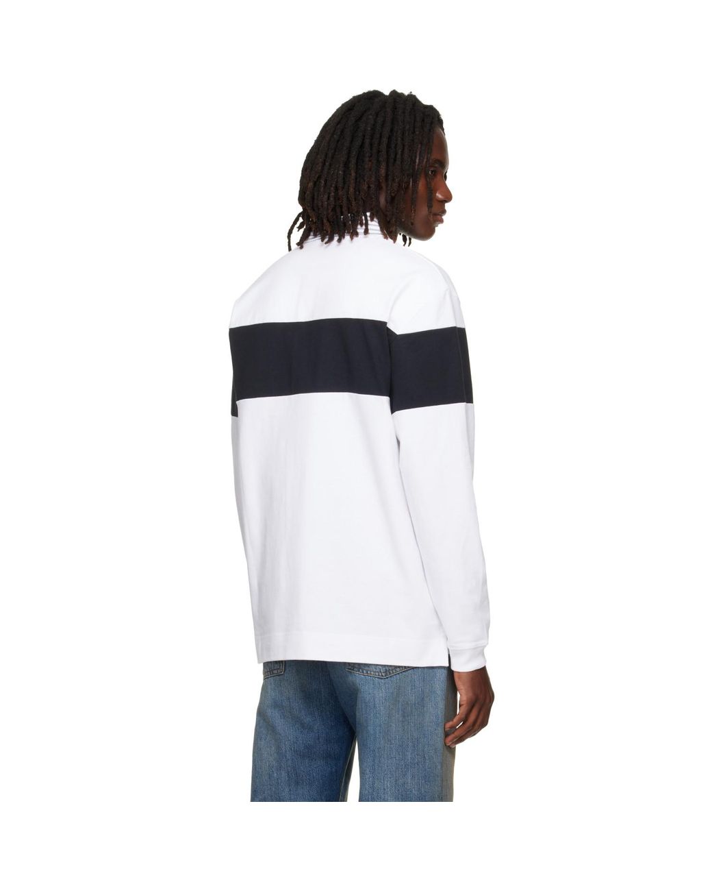 Acne White Striped Polo for men