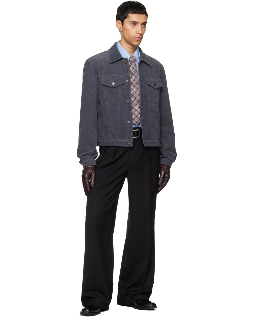 TONYWACK Blue Washed Corduroy Type-3 Trucker Jacket for men