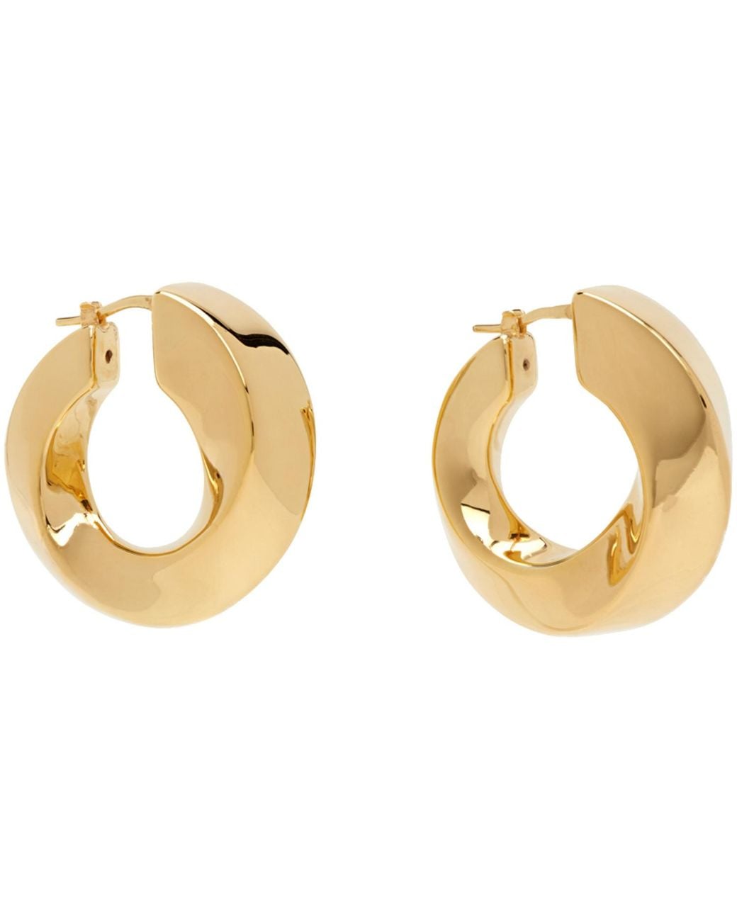 Bottega Veneta Black Gold Twist Hoop Earrings