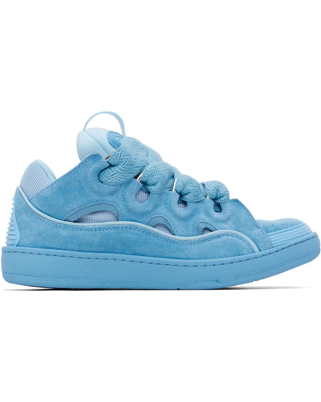 Lanvin Blue Curb Monochrome Suede Sneakers for men