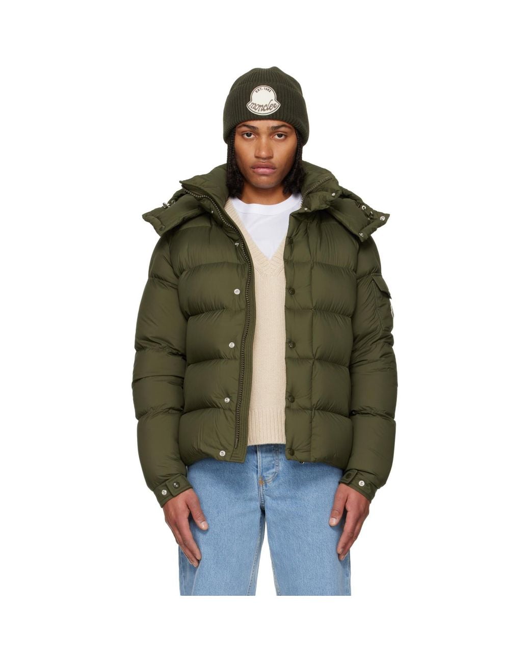 Moncler Green Maya 70 Hooded Short Down Jacket for men