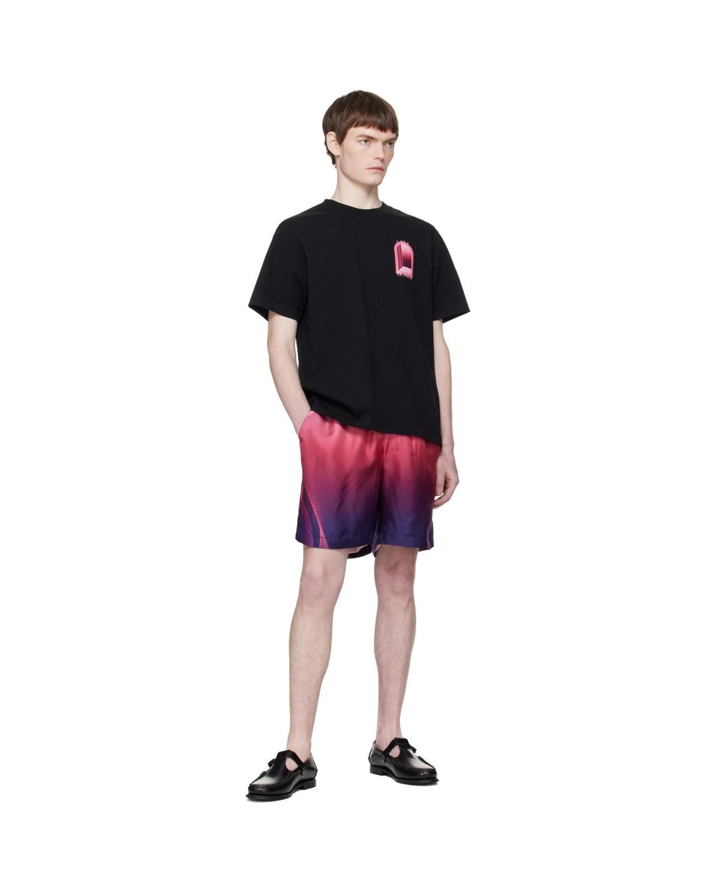 Casablanca Red Gradient Silk Shorts for men