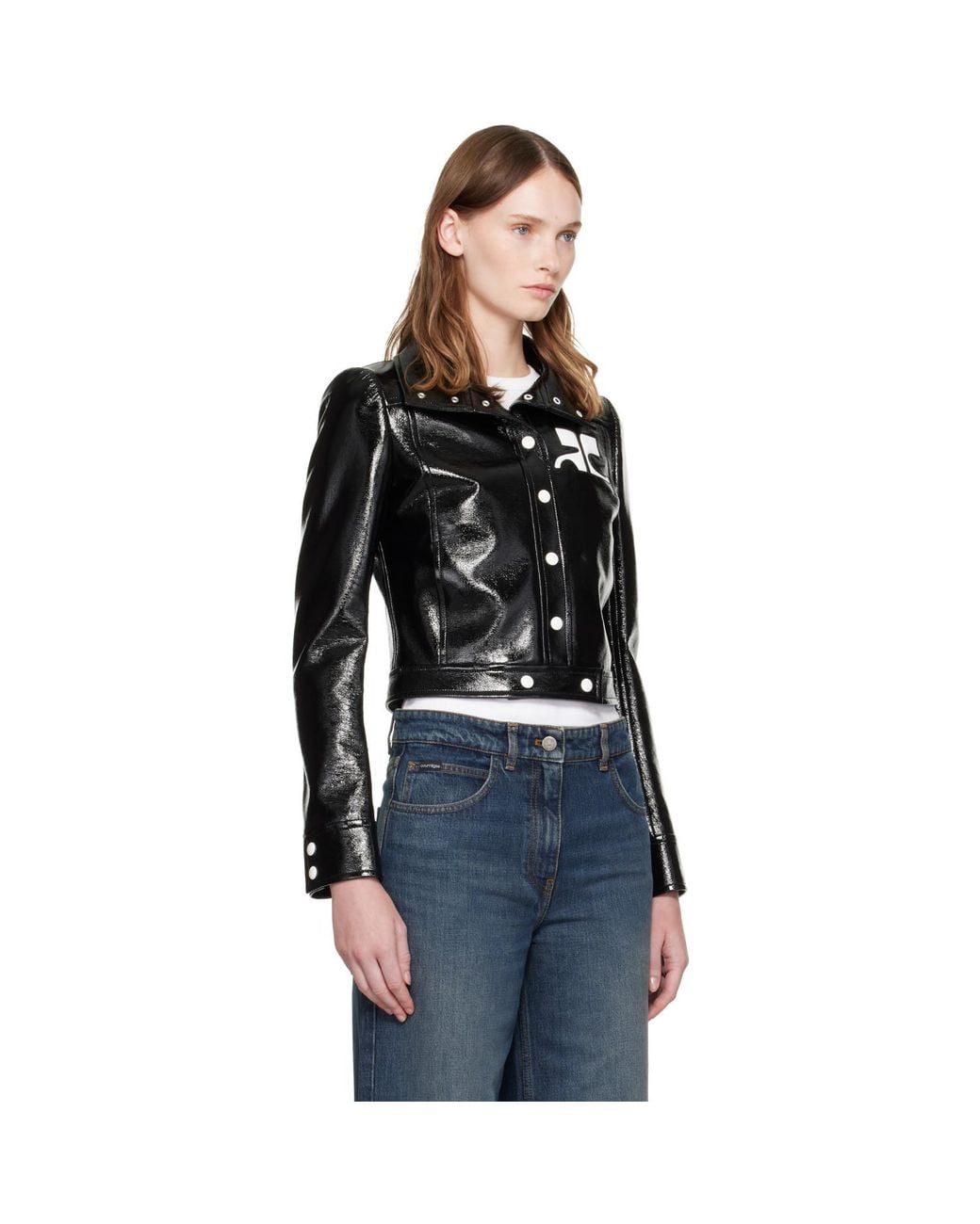 Courreges Black Reedition Vinyl Jacket