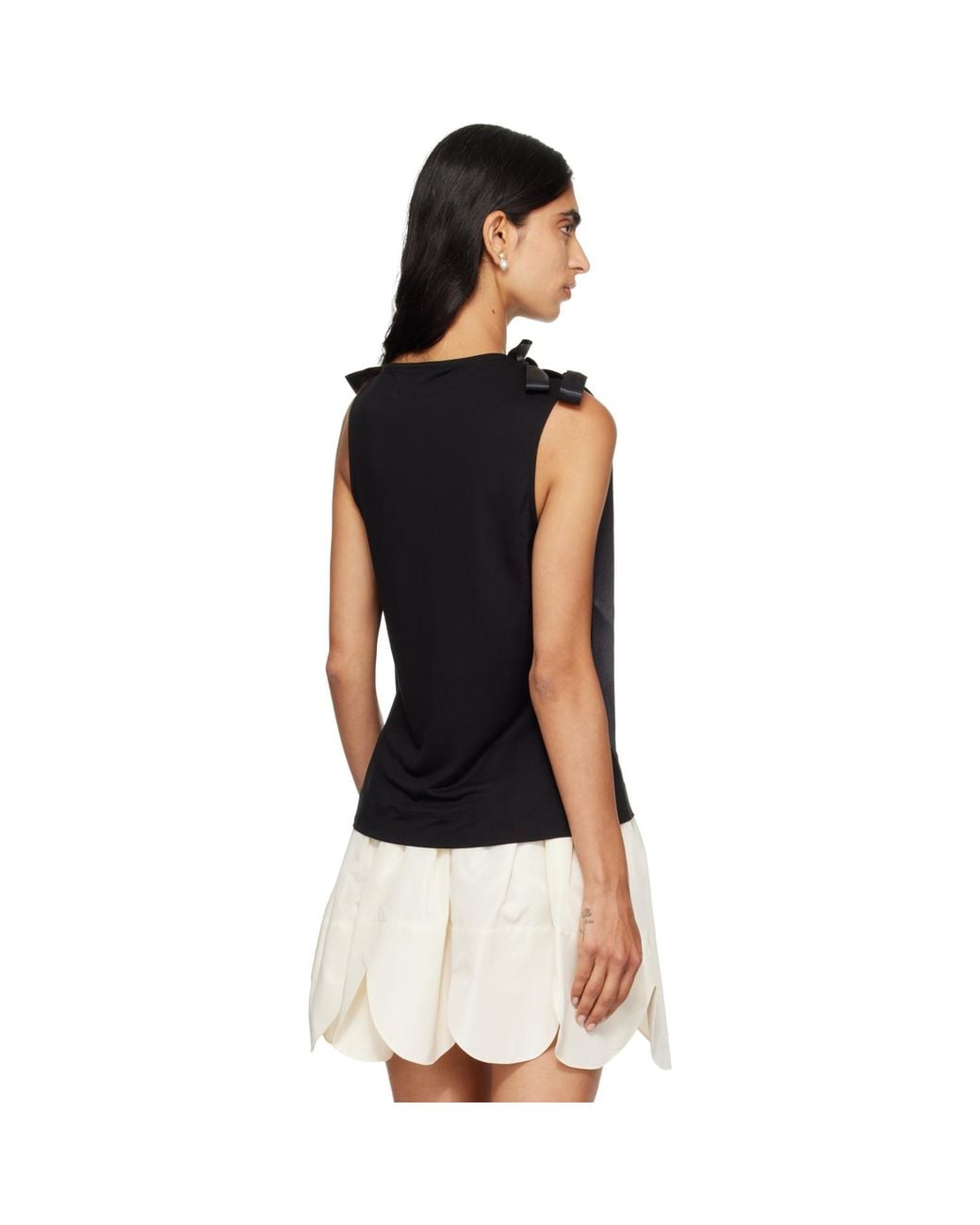 Simone Rocha Black Bow Tail Easy Tank Top