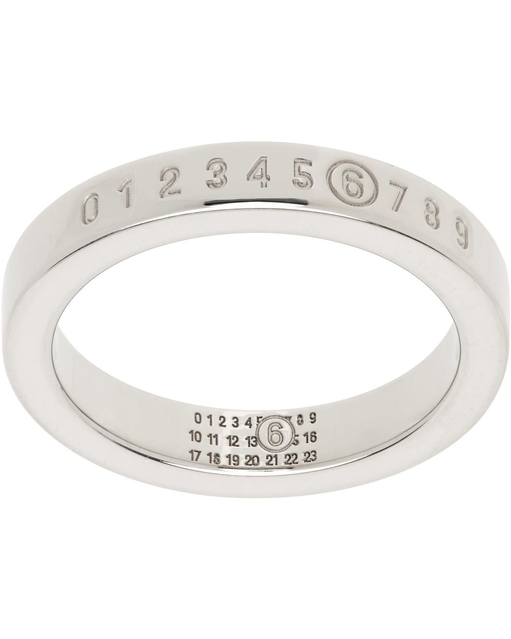 MM6 by Maison Margiela Metallic Numeric Minimal Signature Ring for men