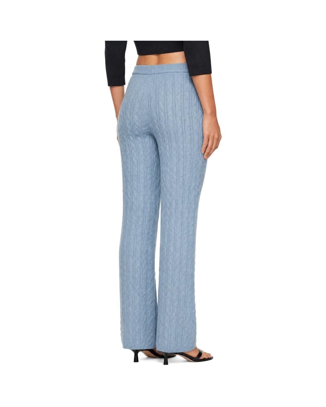 Skims Blue Sweater Knit Cable Straight Leg Lounge Pants