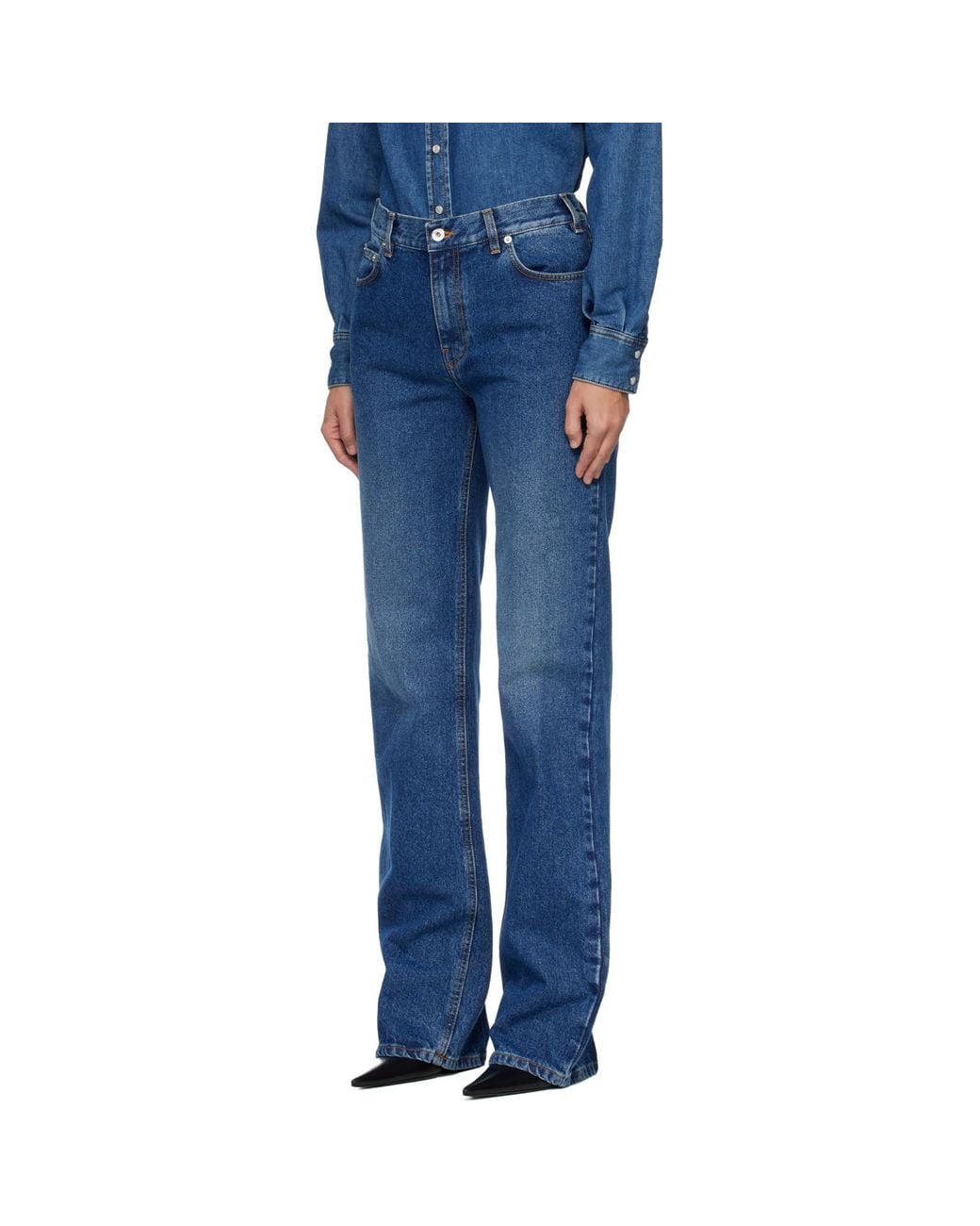 Mugler Blue Five Pocket Straight Denim Jeans