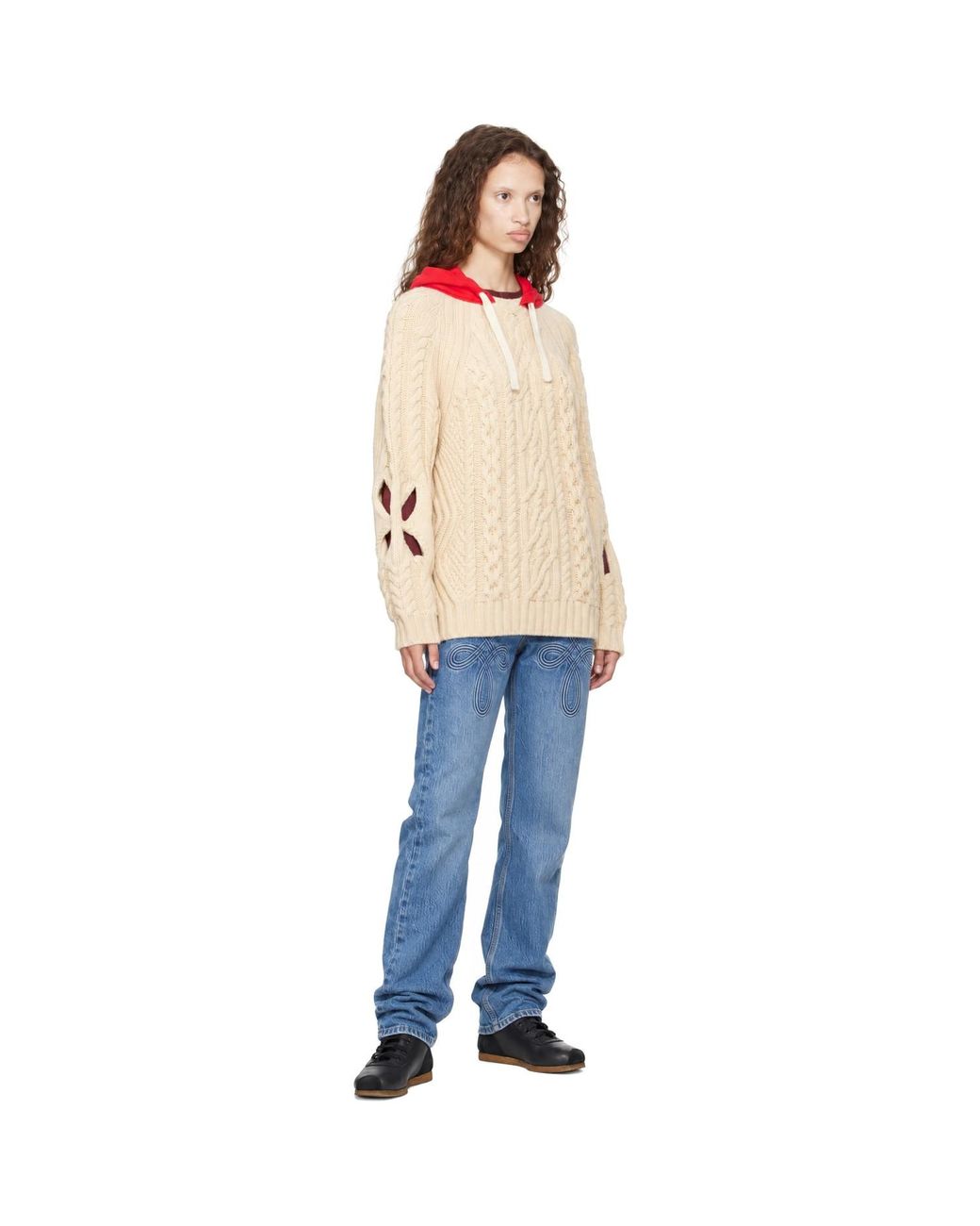 STEFAN COOKE White Off- Cable Hoodie