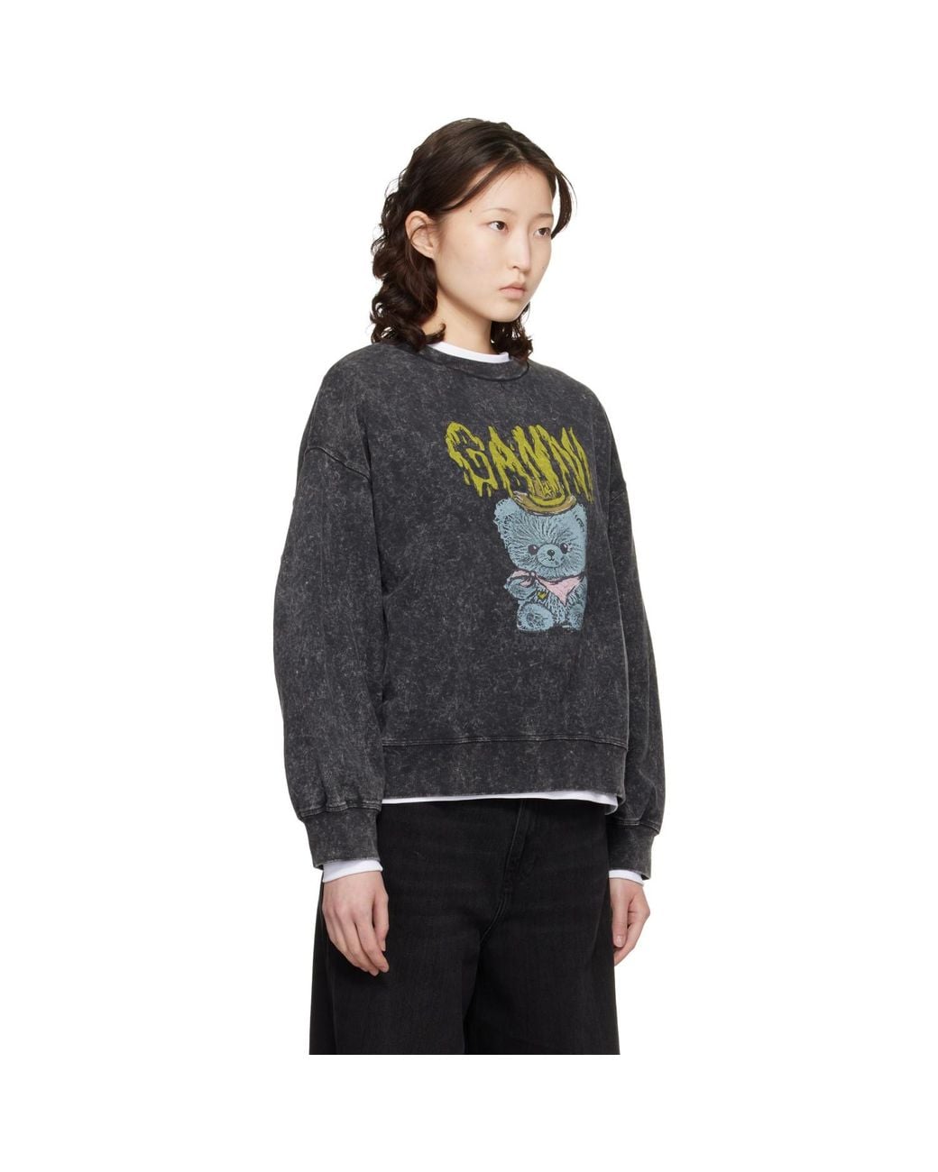 Ganni Black Vintage Wash Sweatshirt