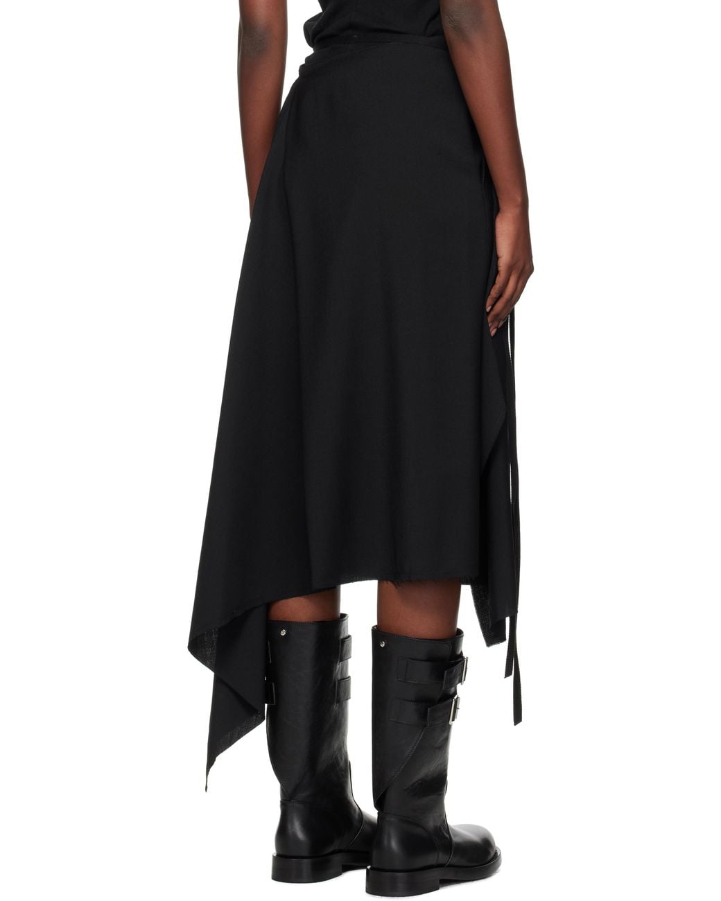 Ann Demeulemeester Ylva Wrap Midi Skirt in Black | Lyst