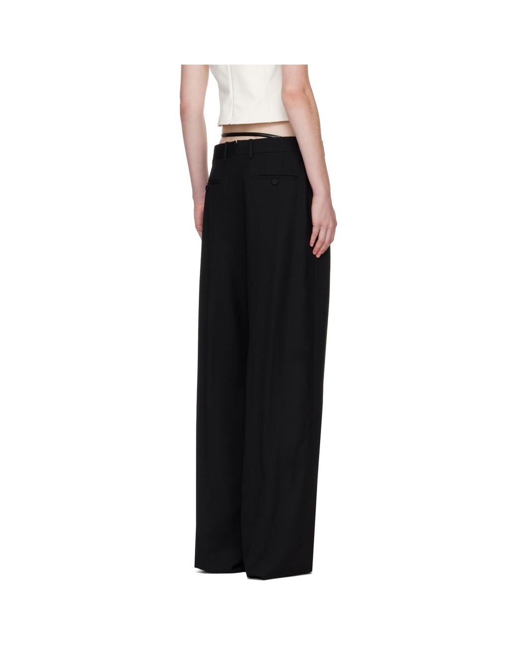 Tom Ford Black Sharp Grain De Poudre Slanted Trousers