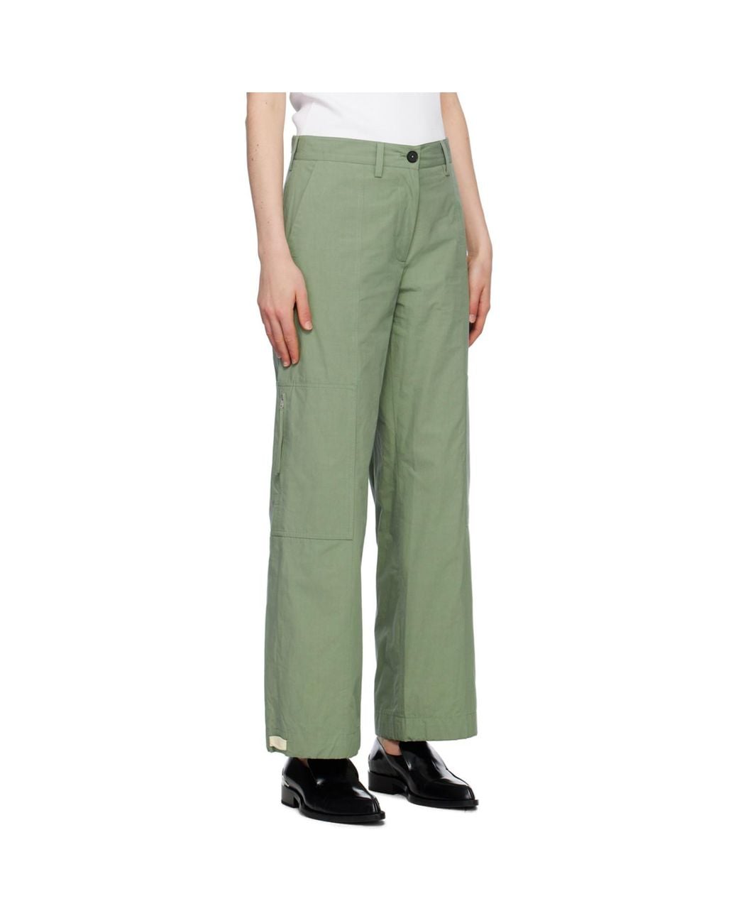 Jil Sander Green Zipper Pocket Casual Pants