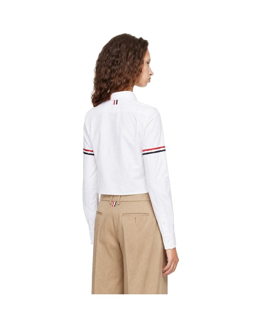 Thom Browne White Oxford Cropped Armbands Shirt