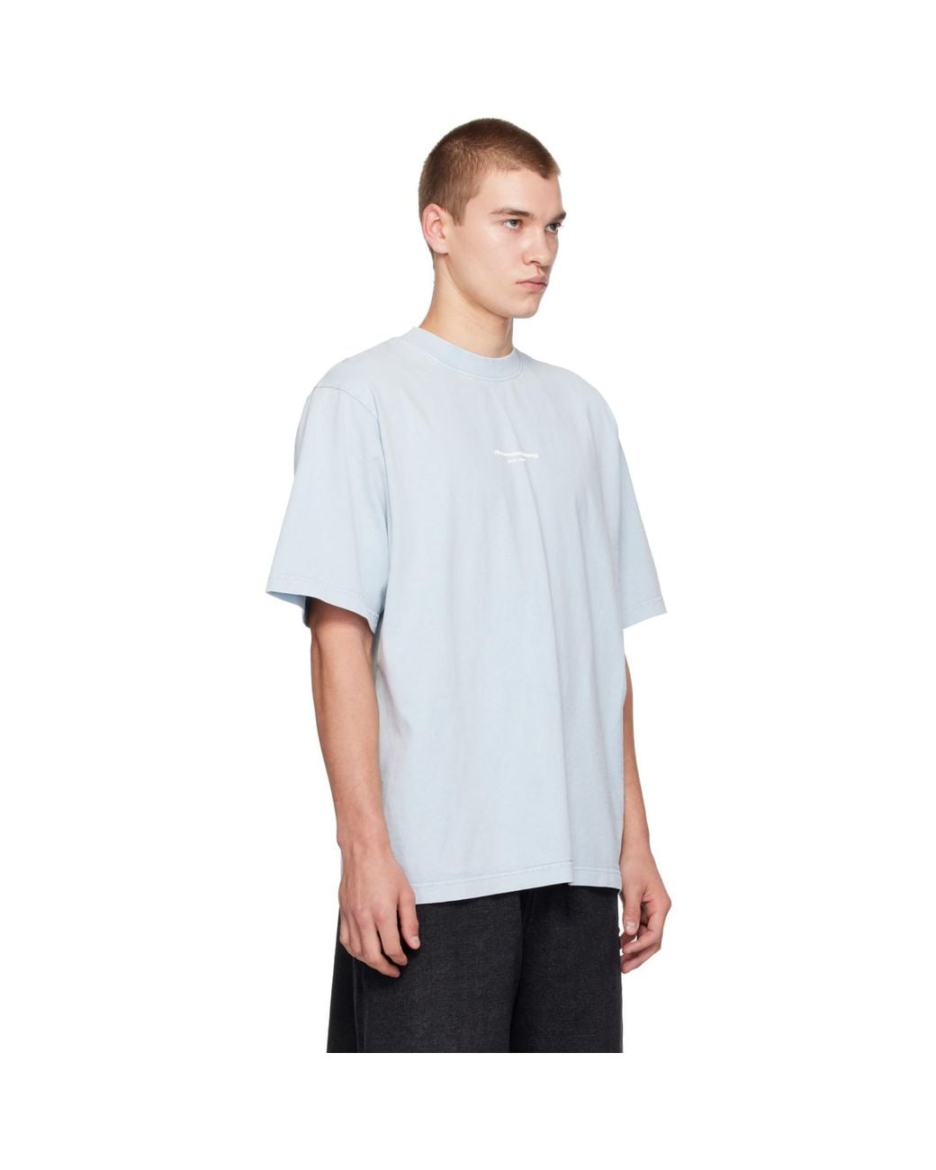 Alexander Wang Blue Logo Print T-Shirt for men