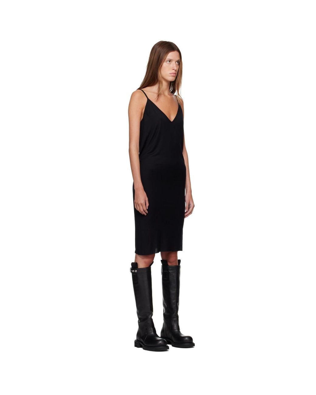 Rick Owens Black Tower Bia Slip Midi Dress