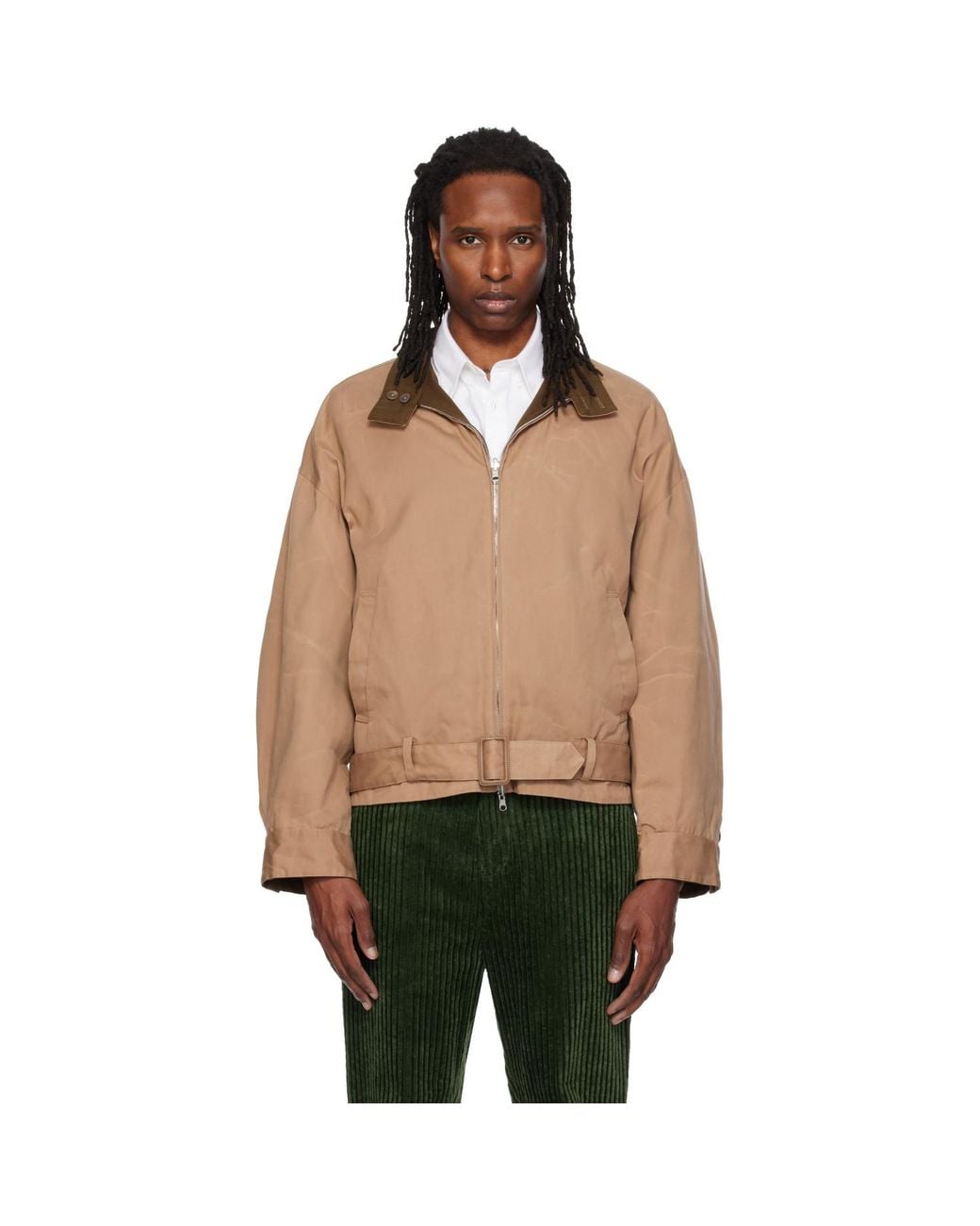 SOSHIOTSUKI Green Paraffin Reversible Blouson Jacket for men