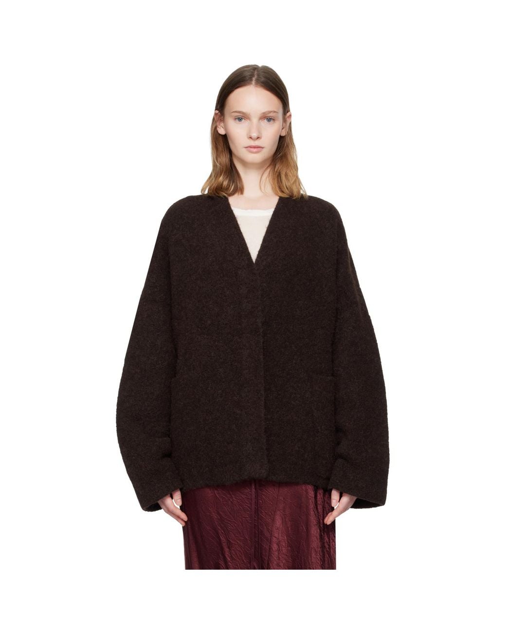 Lauren Manoogian Black Burgundy Double Face Cardigan