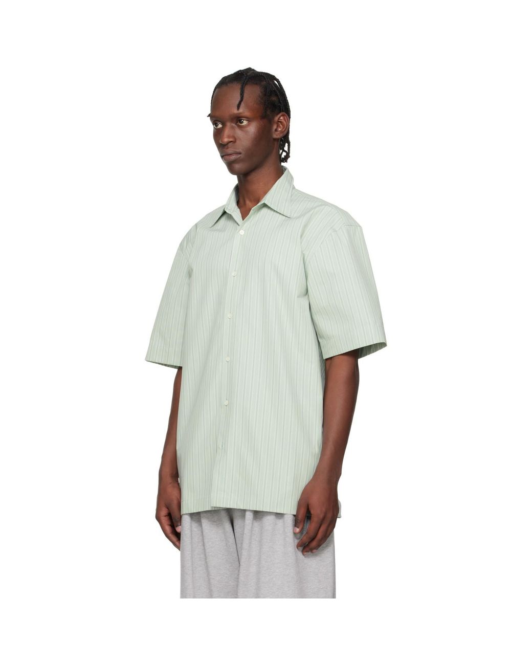 Dries Van Noten Green Striped Shirt for men