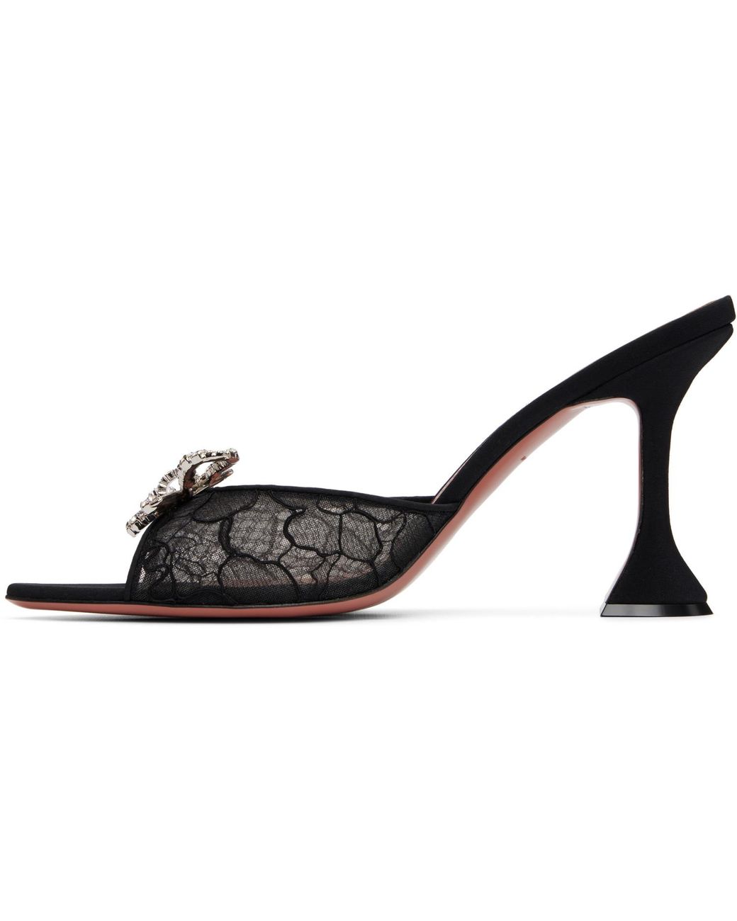 AMINA MUADDI Black Rosie Lace Slipper 95 Heeled Sandals
