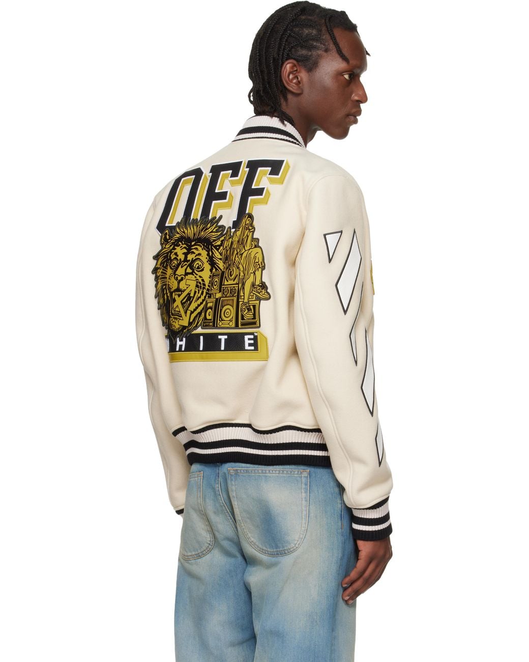 Off-White c/o Virgil Abloh Multicolor Lion Wool Varsity Bomber Jacket for men