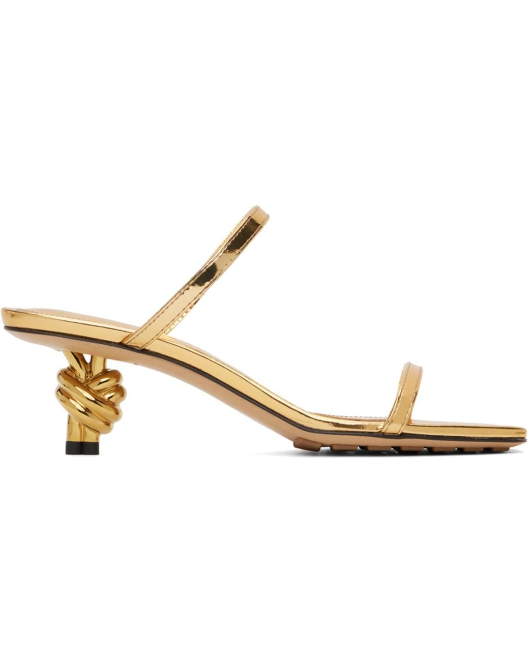 Bottega Veneta Black Gold Knot Mules