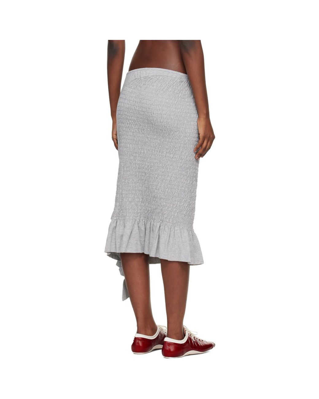 Dries Van Noten Black Shirred Ruffle Midi Skirt