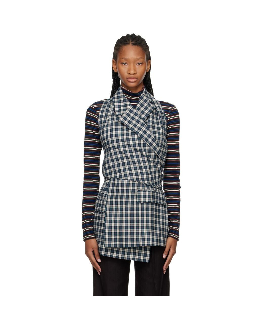 Dries Van Noten Black Off- & Backless Cotton Flannel Top