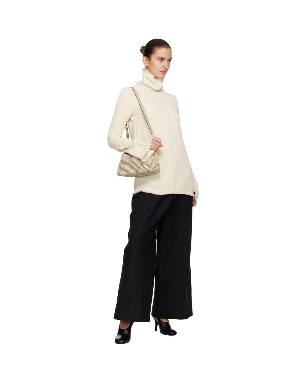 Totême Natural Frayed-Edge Slim Turtleneck