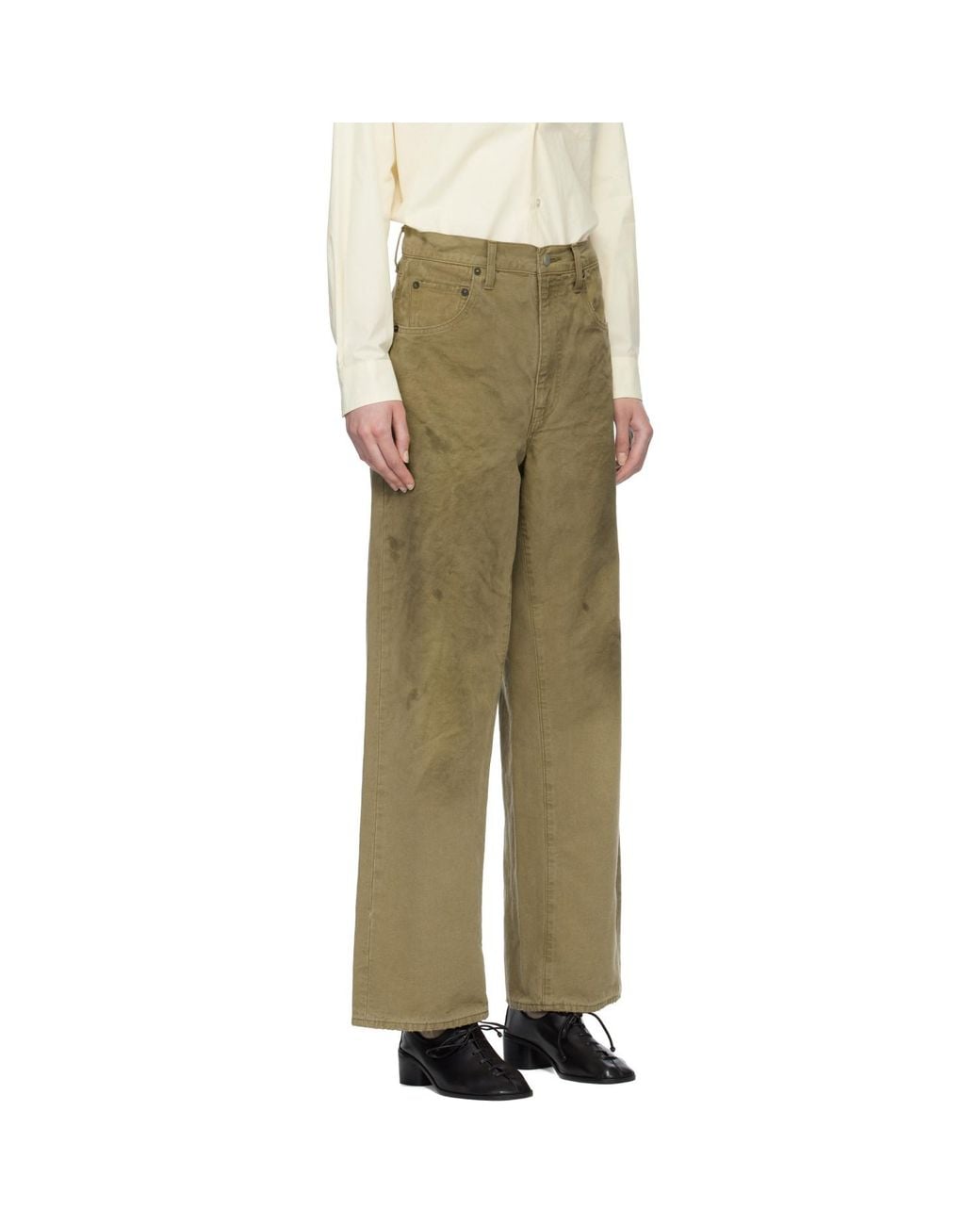 Ssstein Green Sulfur Dyed Oxford Vintage Wide Jeans