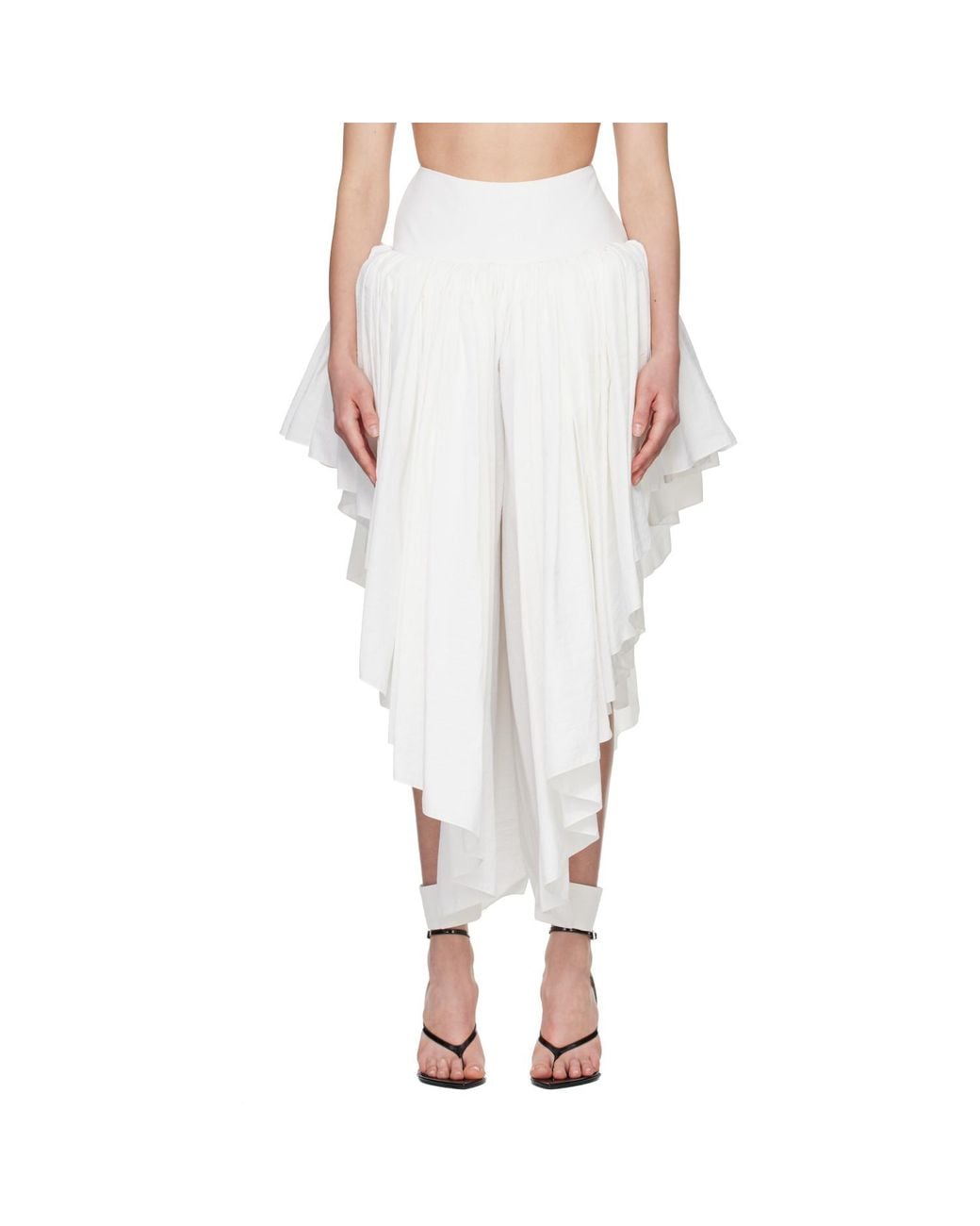 Alaïa White Alaïa Nylon Maxi Petticoat Midi Skirt