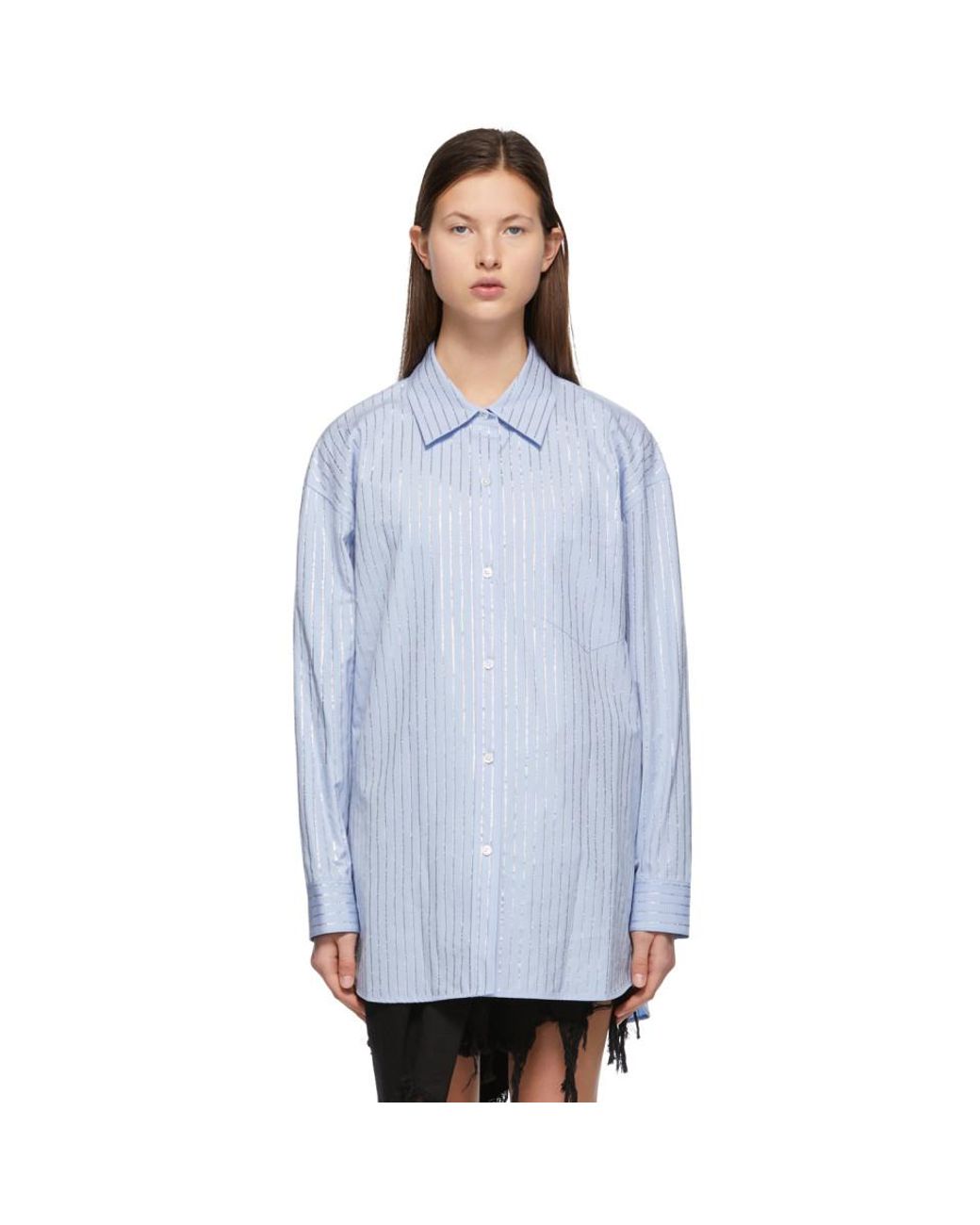 Alexander Wang Blue Crystal Hotfix Shirt