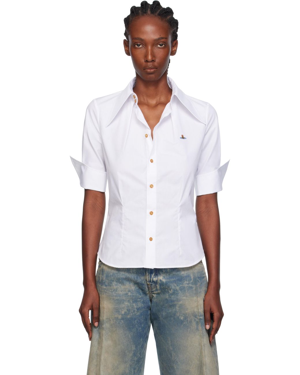 Vivienne Westwood Short Sleeve Violin Shirt in White | Lyst