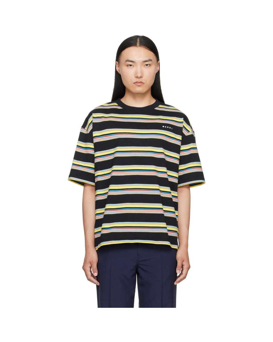 Marni Black Striped T-Shirt for men