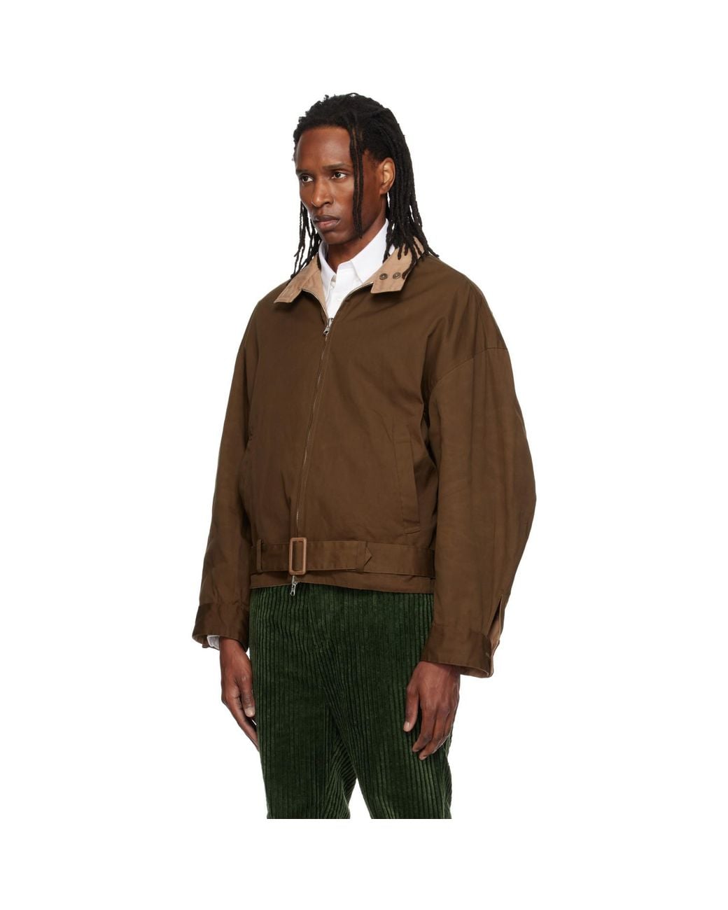 SOSHIOTSUKI Green Paraffin Reversible Blouson Jacket for men