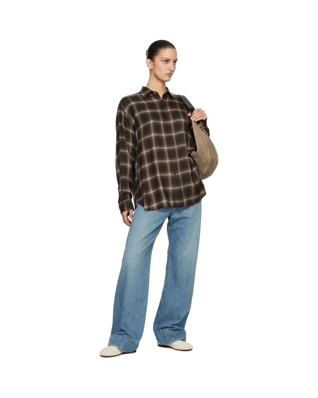 Ssstein Black Check Oversized Ls Shirt
