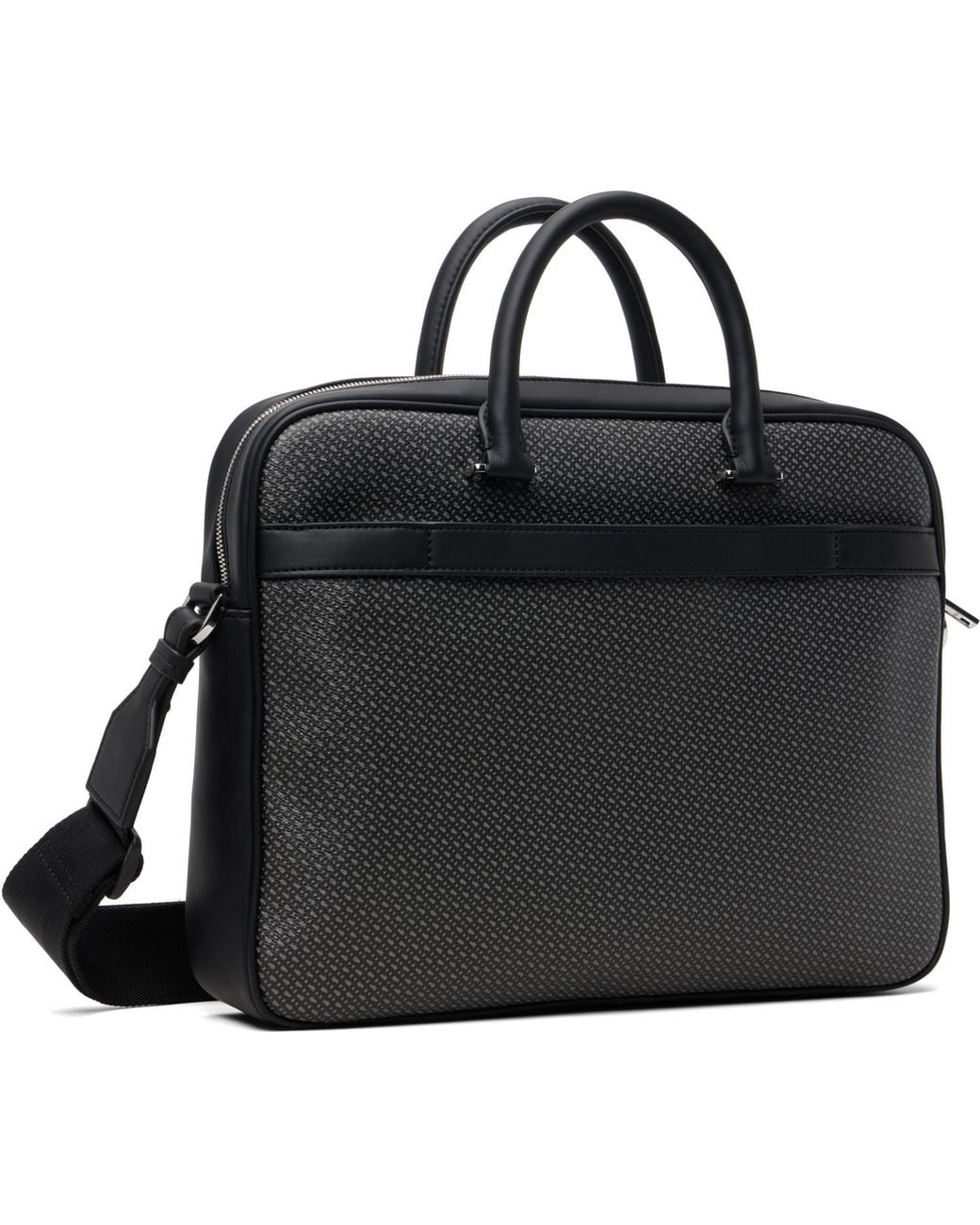 Boss Black B Monogram Signature Stripe Briefcase for men