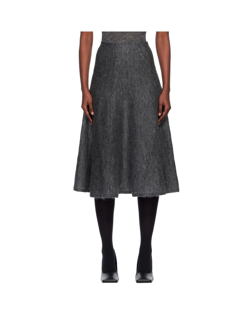 Alaïa Black Mohair Circular Midi Skirt
