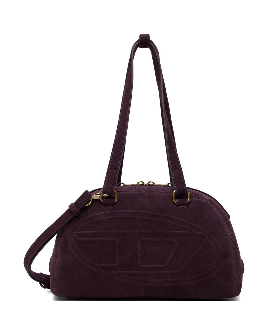 DIESEL Purple 1Dr Dome Oval D Logo Suede Shoulder Bag