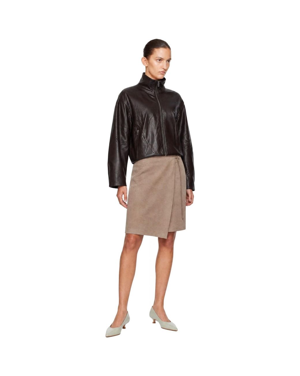 St. Agni Brown Cocoon Zip Leather Jacket